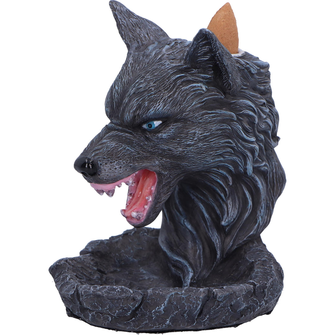Dark Wolf Head Backflow Incense Burner 11.5cm
