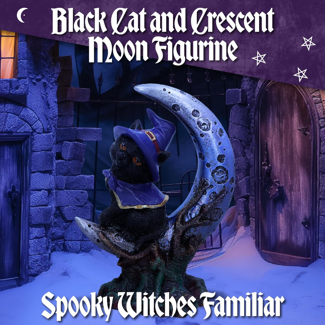 Sooky Witches Familiar Black Cat and Crescent Moon Figurine 11.5cm