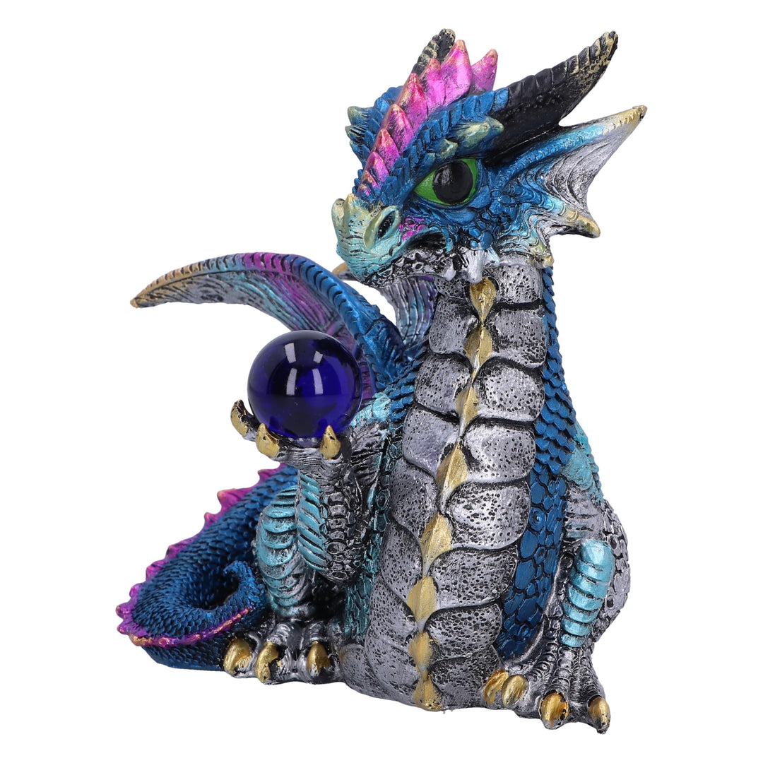 Orb Hoard Dragon Figurine Blue 15.5cm