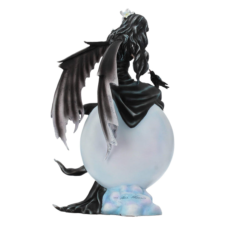 Nene Thomas Dark Skies Moon Fairy and Raven Companion Figurine by 28cm