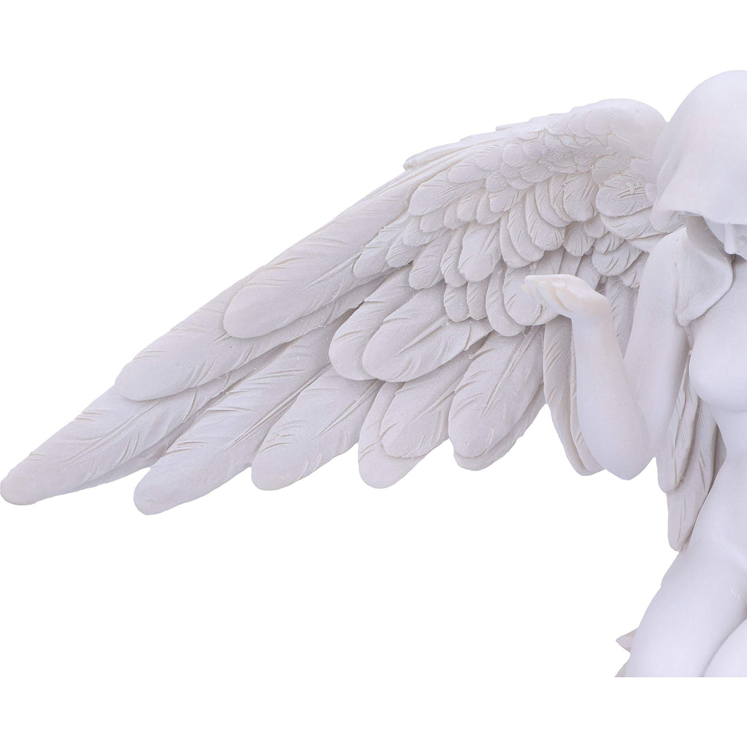 White Angels Offering Kneeling Caped Angel Figurine 38cm