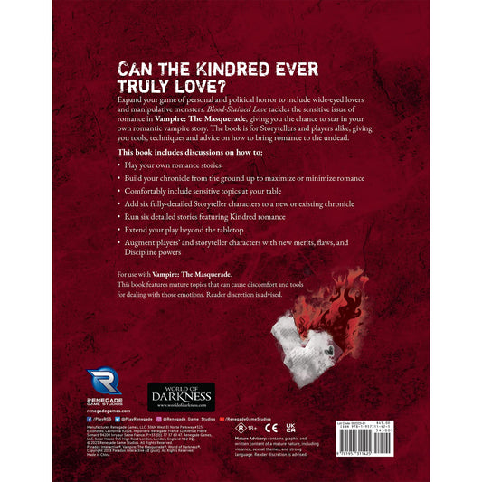 Renegade Game Studios: Vampire: The Masquerade 5th Edition Roleplaying Game Blood-Stained Love Sourcebook 2