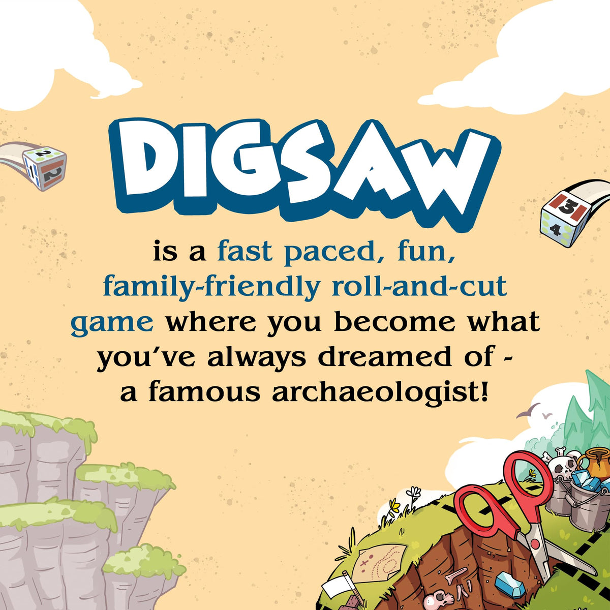 Stronghold Games Digsaw: Roll-and-Cut Archaeology Game - Fun Family Game for Ages 14+ - Plays in 25 Minutes - from The Makers of Terraforming Mars 2