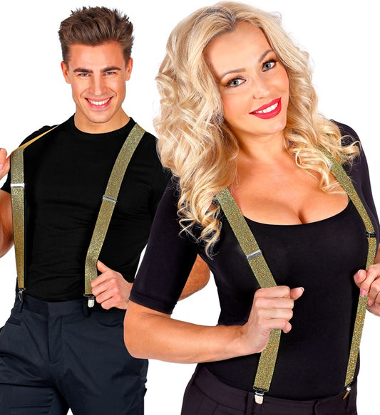 Gold Lurex Braces Extra Long Up To 115-120 Cm