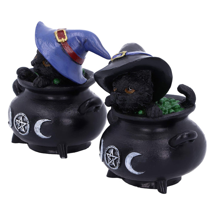 Hubble and Bubble Witches Familiar Black Cat Cauldron Figurines 8cm