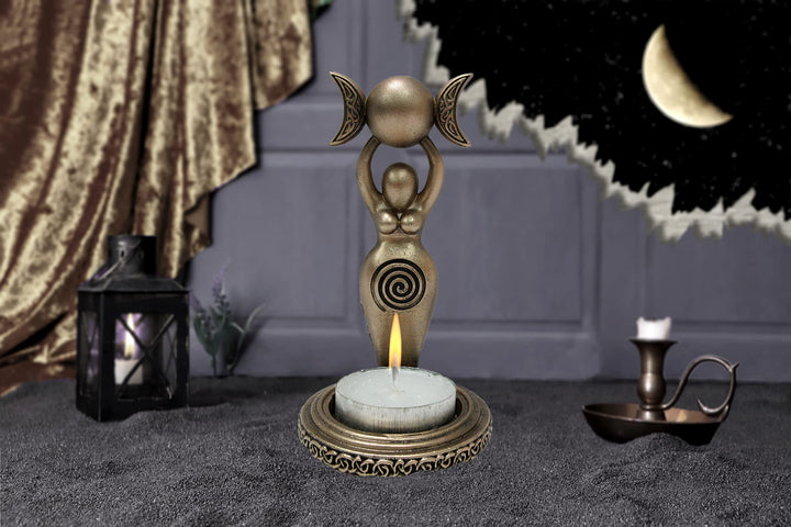 Exclusive Bronze Spiral Goddess Tea Light Holder 12cm