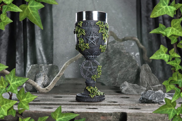 Aged Wiccan Pentagram Goblet 19.5cm