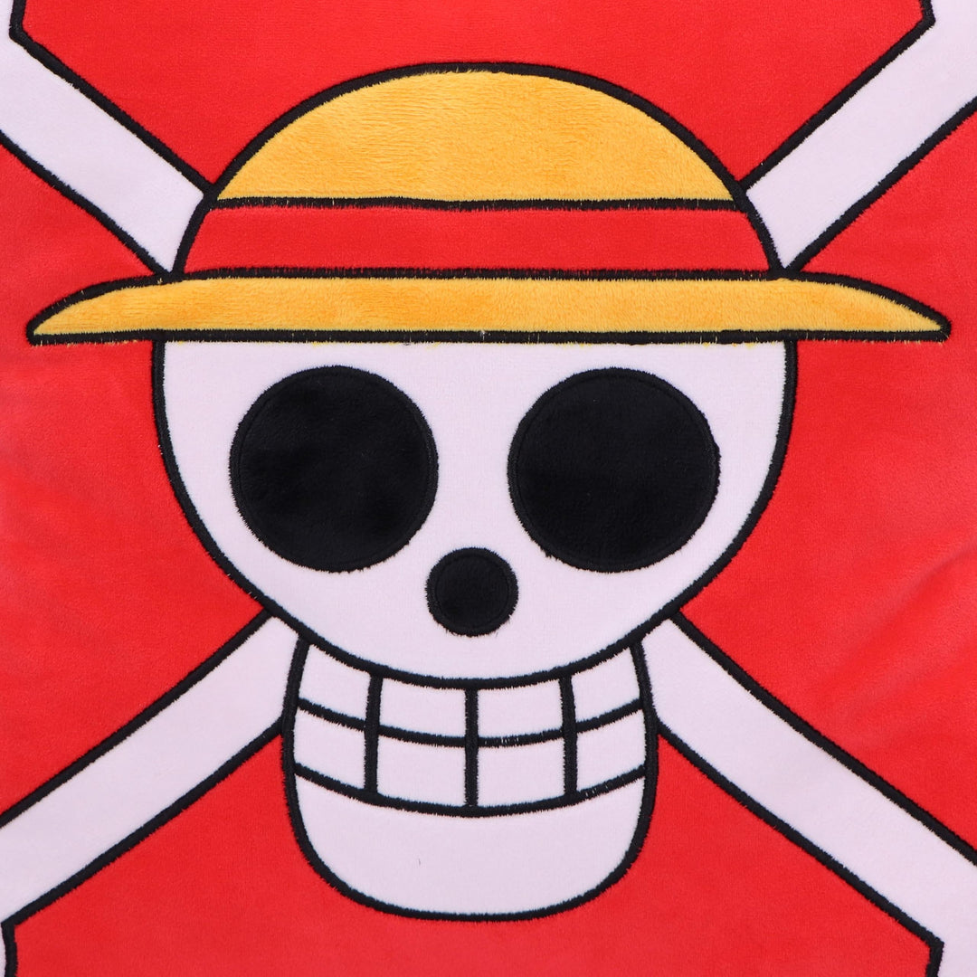 One Piece Skull and Cross Bone Cushion in Red 40cm