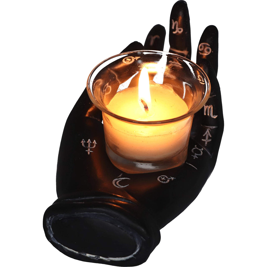 Palmists Prediction Black Chiromancy Hand Candle Holder 18.3cm
