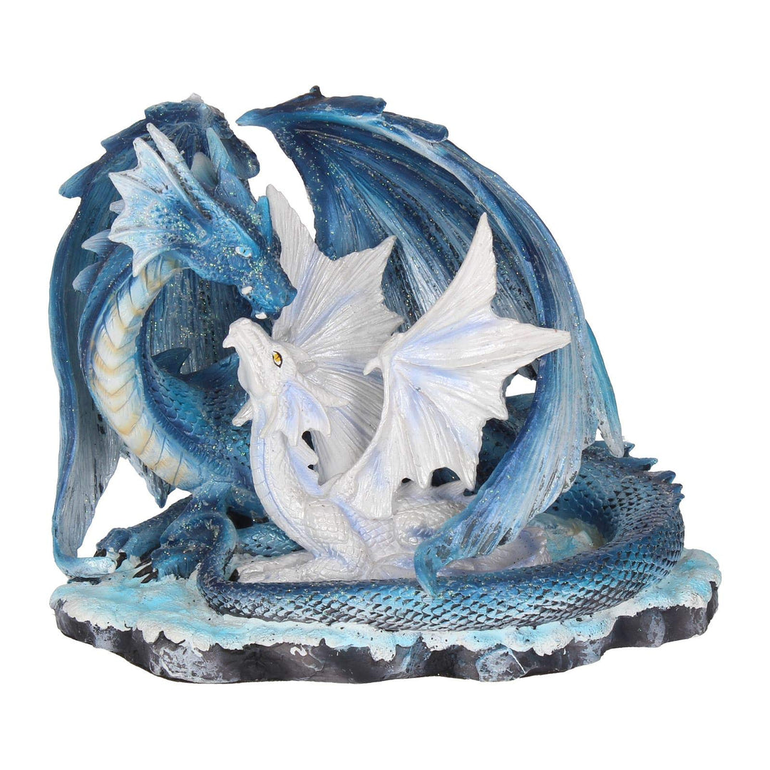 Mothers Love Blue Dragon and White Dragonling Figurine 18cm