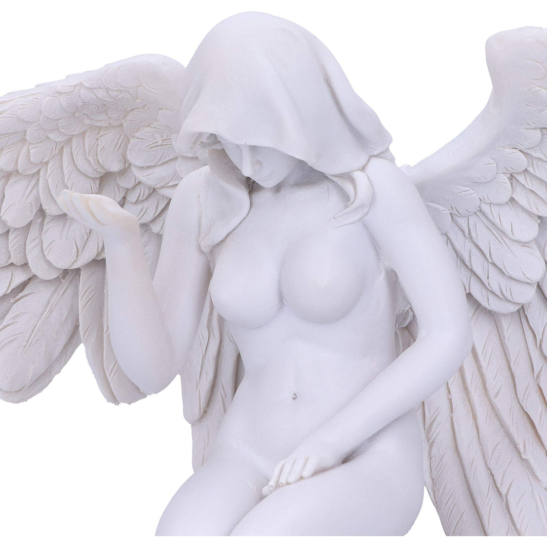 White Angels Offering Kneeling Caped Angel Figurine 38cm