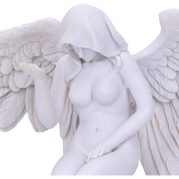 White Angels Offering Kneeling Caped Angel Figurine 38cm