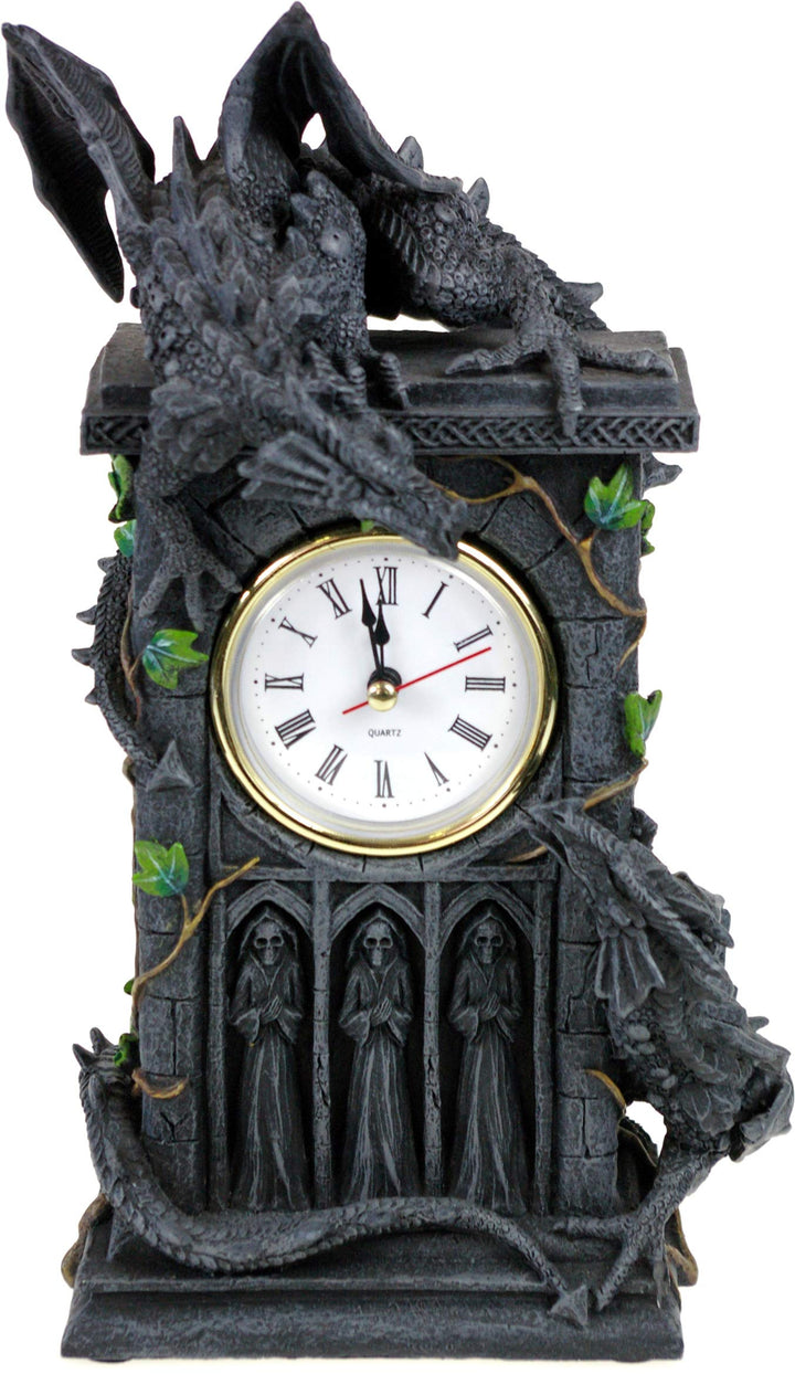 Duelling Dragons Clock Dragon Ivy Mantel 26cm
