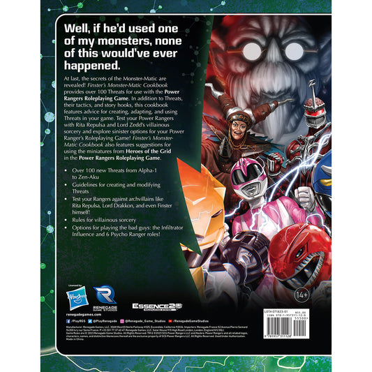 Finsters Monster Matic Cookbook Sourcebook Power Rangers RPG Roleplaying Game by Renegade Studio 2