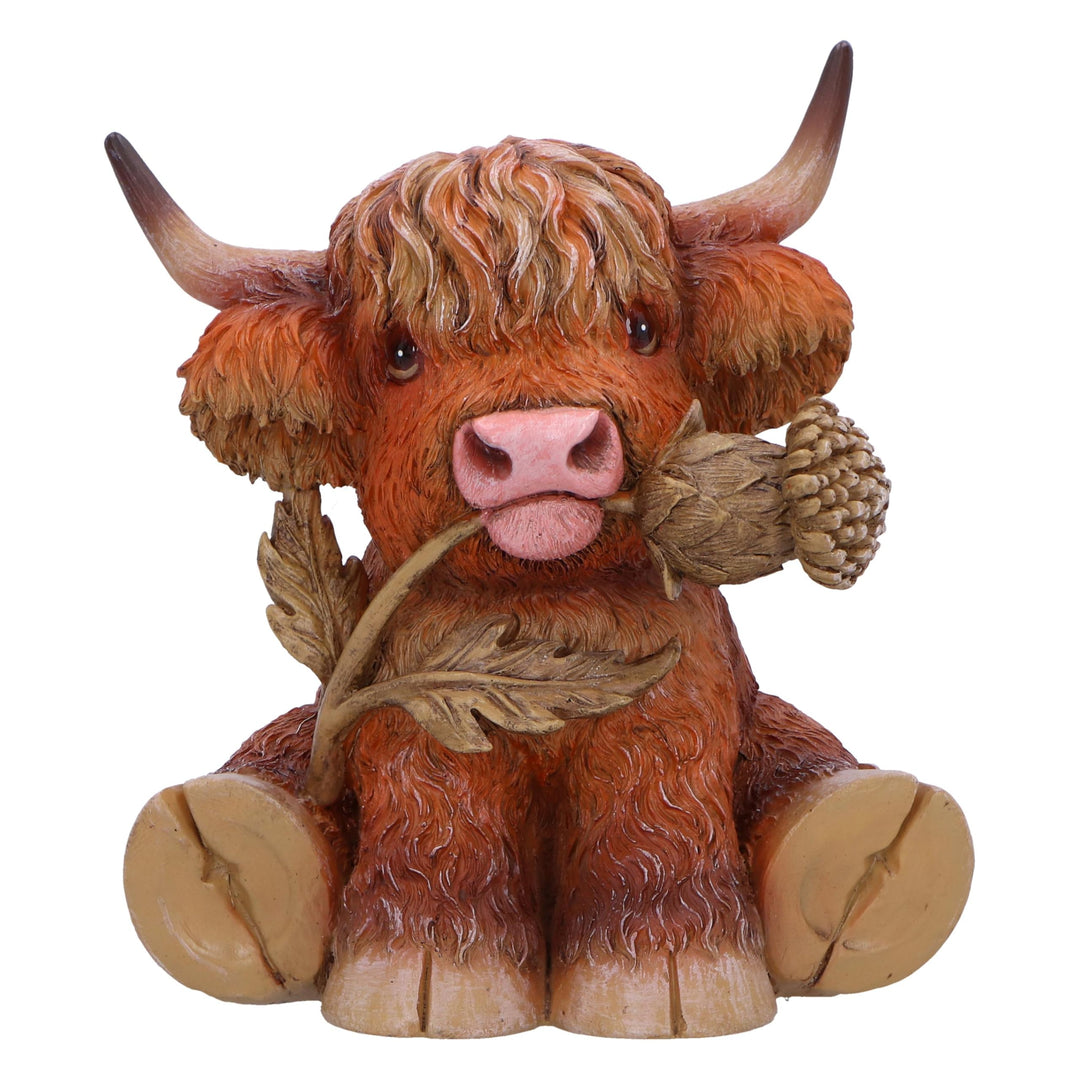 Highland Cow with Thistle Figurine 10.5cm