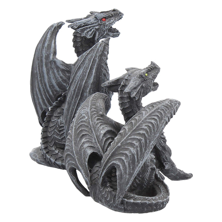 Dark Fury Set of 2 Obsidian Dragon Figurines 10cm
