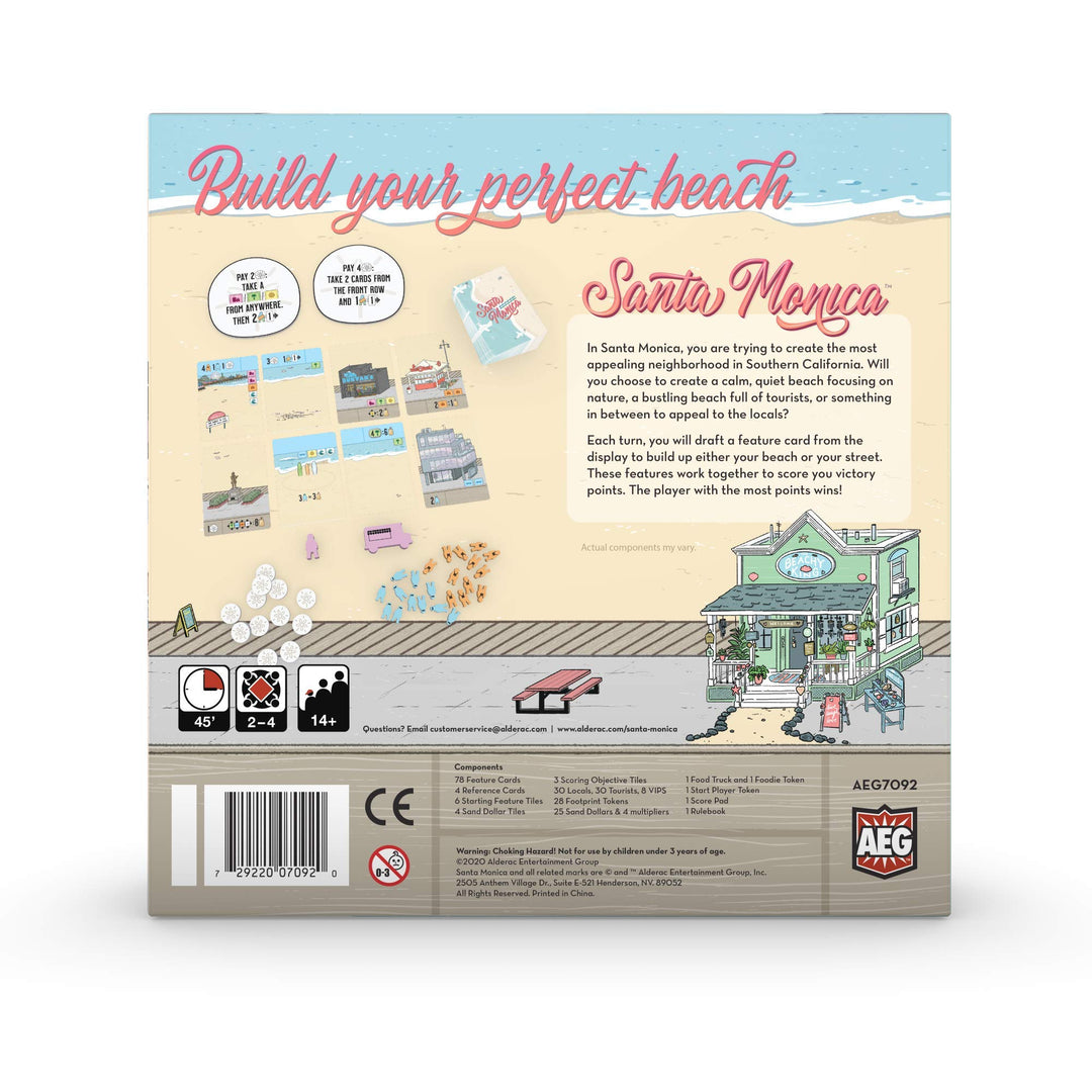 AEG Santa Monica | Build Your Beachfront, Attract Tourists to The Boardwalk | City-Building Card Drafting Set Collection Game | 1-4 Players | Ages 14+