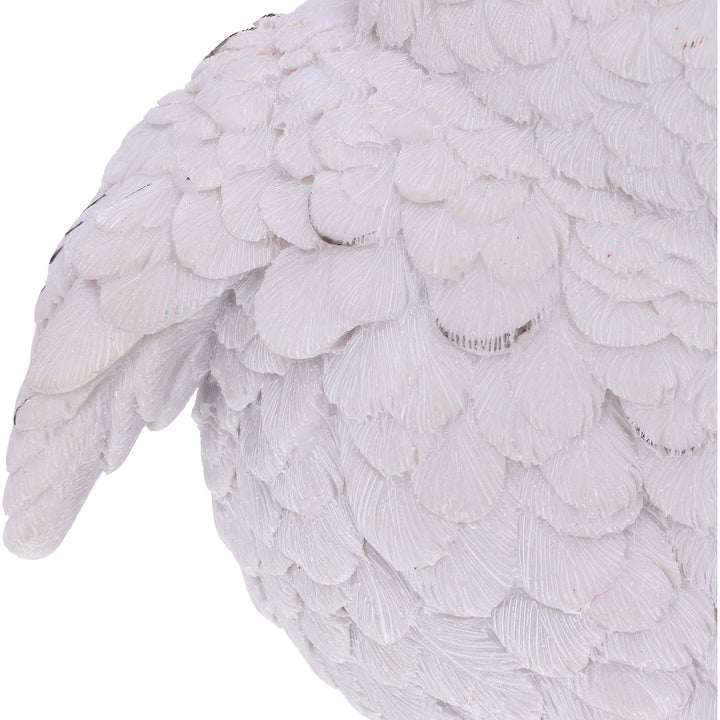 Feathers Cute Round Snowy Owl Figurine 12.5cm