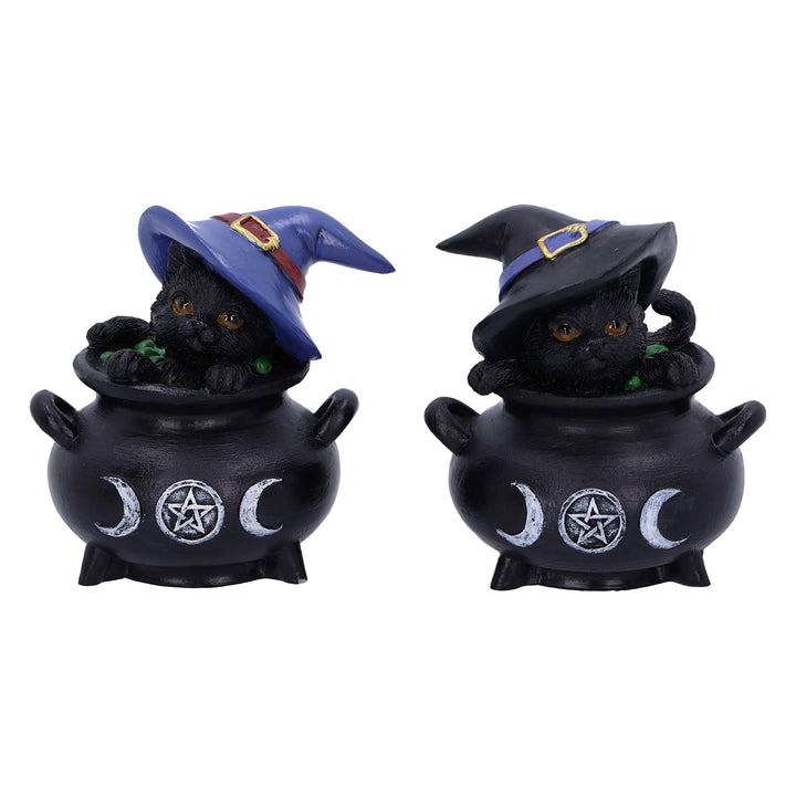Hubble and Bubble Witches Familiar Black Cat Cauldron Figurines 8cm