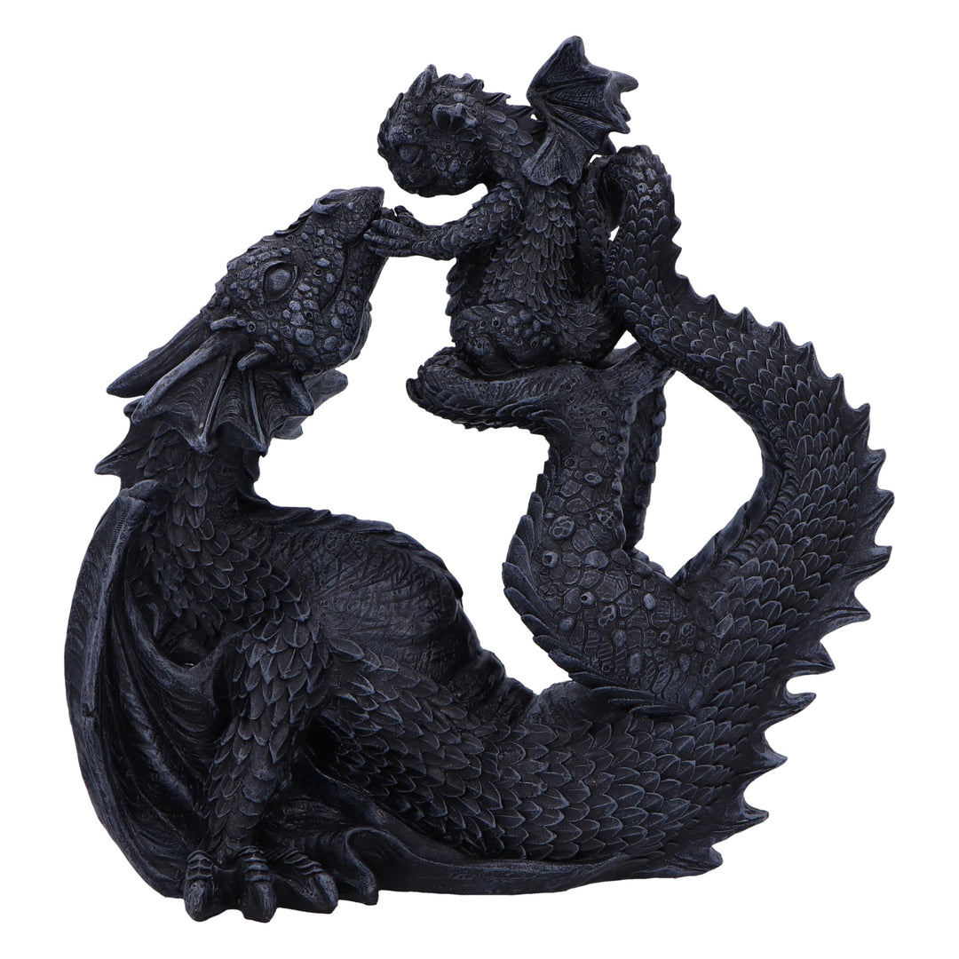 Black Drakaina and Dragonling Figurine 22cm