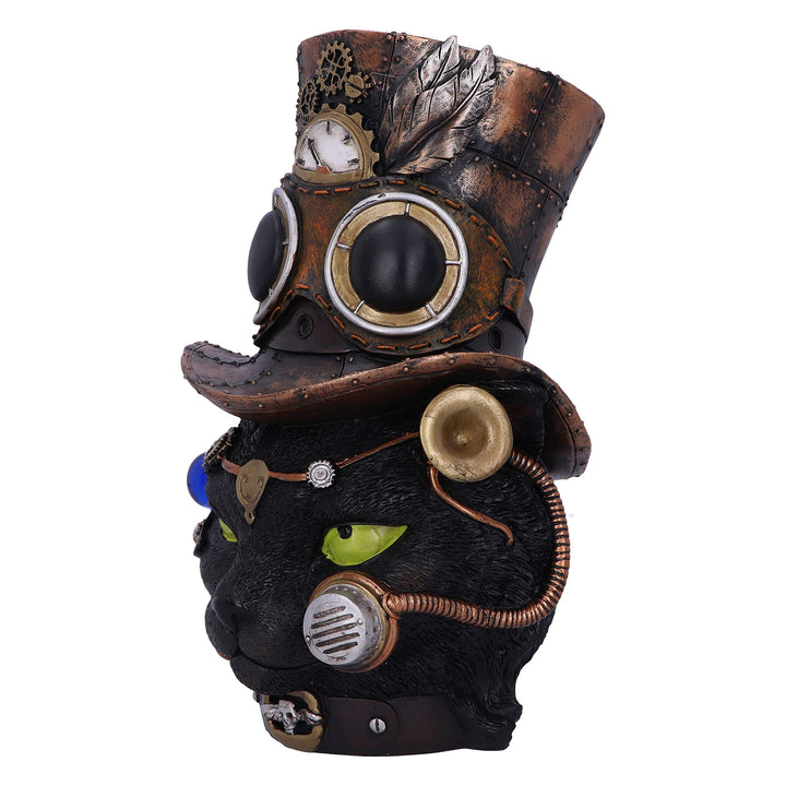 Felius Mogg Steampunk Black Cat Head Figurine 28.8cm