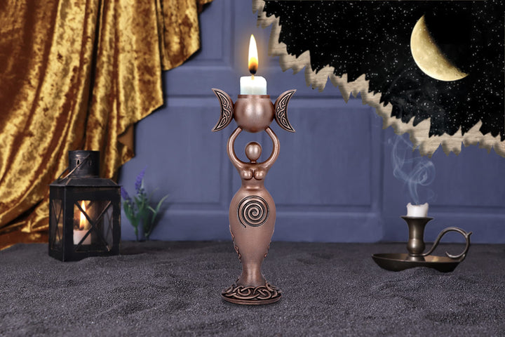 Exclusive Bronze Spiral Goddess Candle Holder 20.3cm