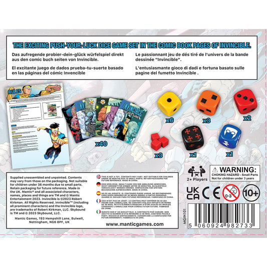 Mantic Games: Invincible: The Dice Game - Fast Paced Push Your Luck Dice Rolling Game, Comic Book Card & Dice Battle Game, Ages 10+, 2+ Players 2