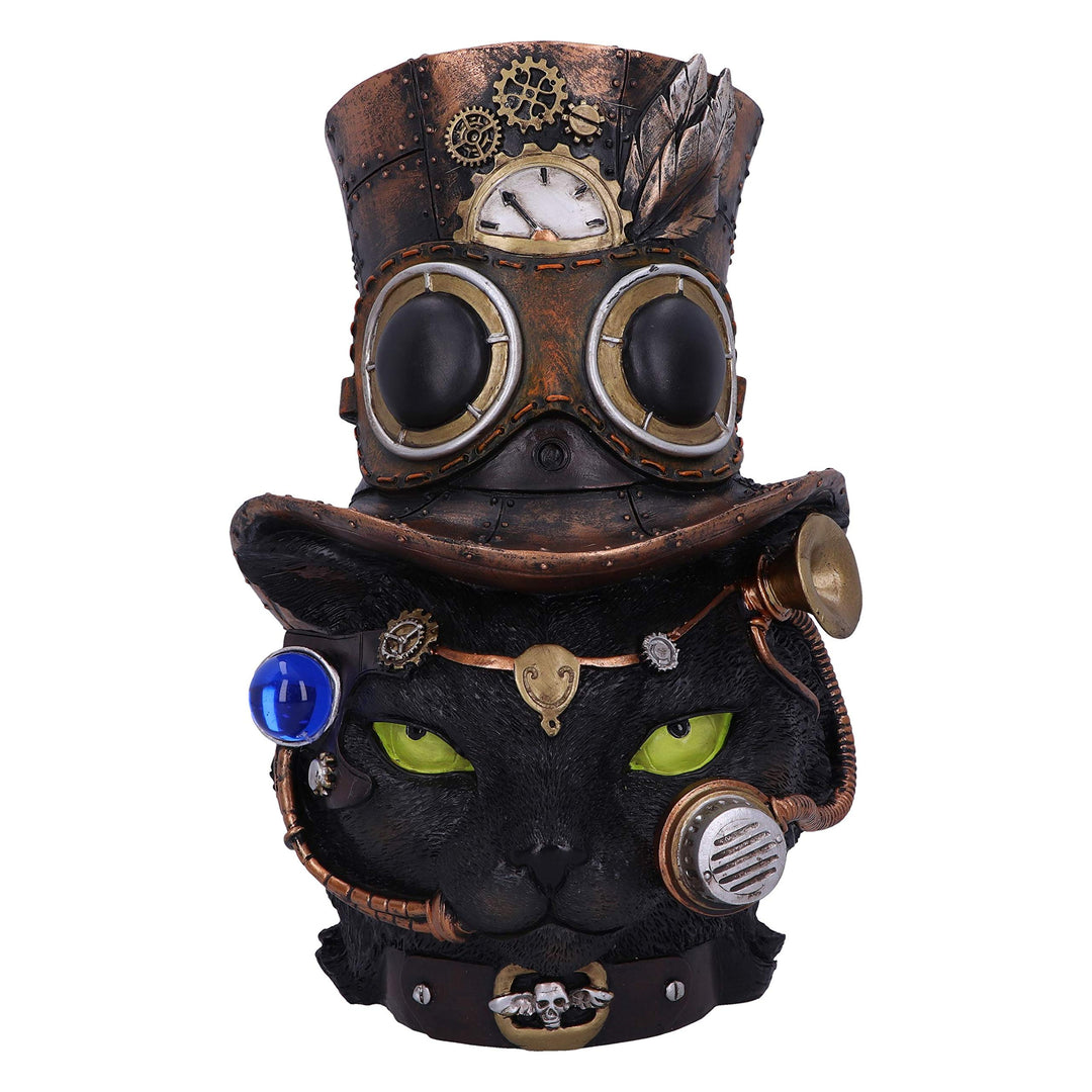 Felius Mogg Steampunk Black Cat Head Figurine 28.8cm