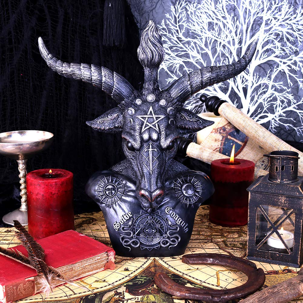 Celestial Black and Silver Baphomet Bust 33cm