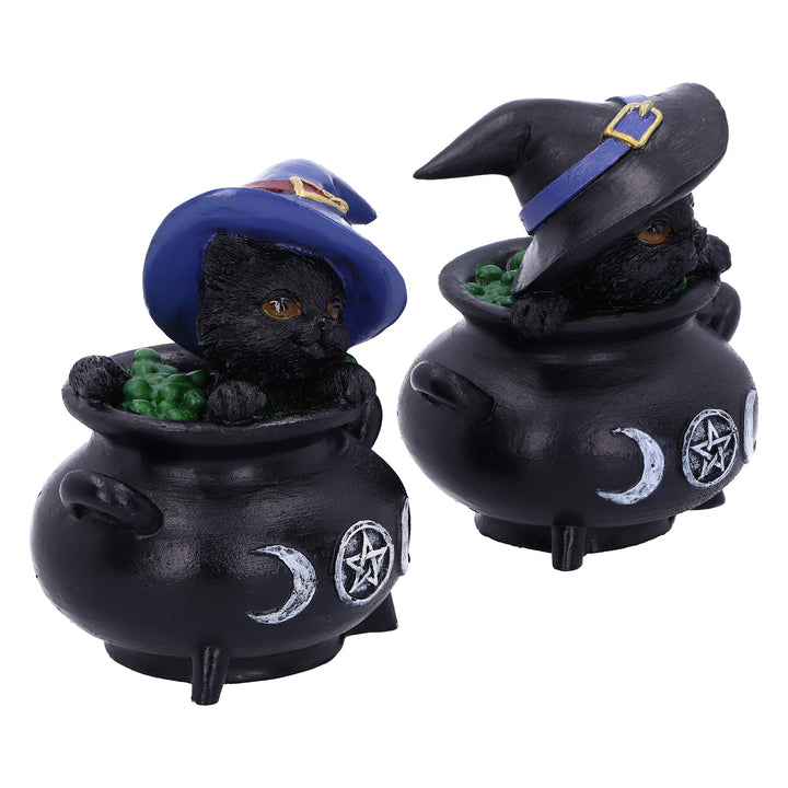 Hubble and Bubble Witches Familiar Black Cat Cauldron Figurines 8cm