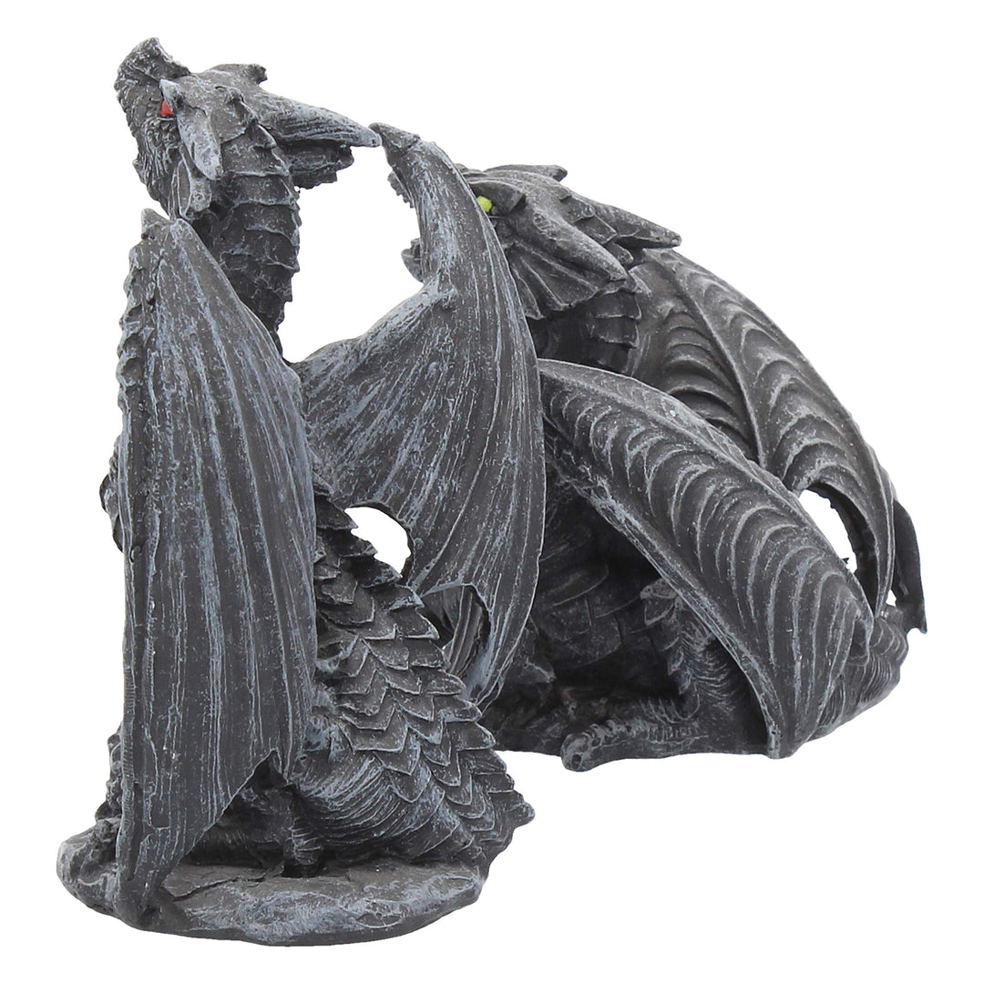 Dark Fury Set of 2 Obsidian Dragon Figurines 10cm