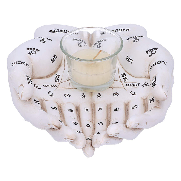Palmists Guide White Chiromancy Hands Candle Holder 22.3cm