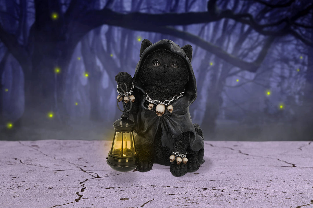 Reapers Feline Lantern Grim Reaper Cat Figurine 18.5cm