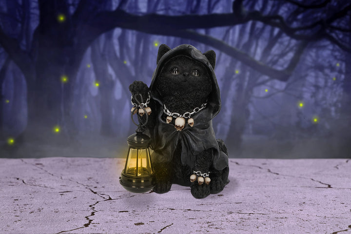 Reapers Feline Lantern Grim Reaper Cat Figurine 18.5cm