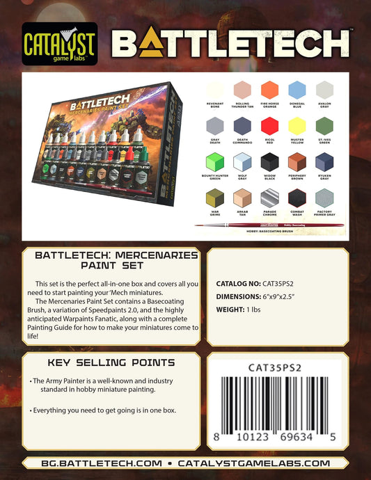 Catalyst Game Labs Battletech Mercenaries Paint Set – Minis Painting Kit Perfect for Battletech Enthusiasts Includes Exclusive Colors Ages 14+ 2