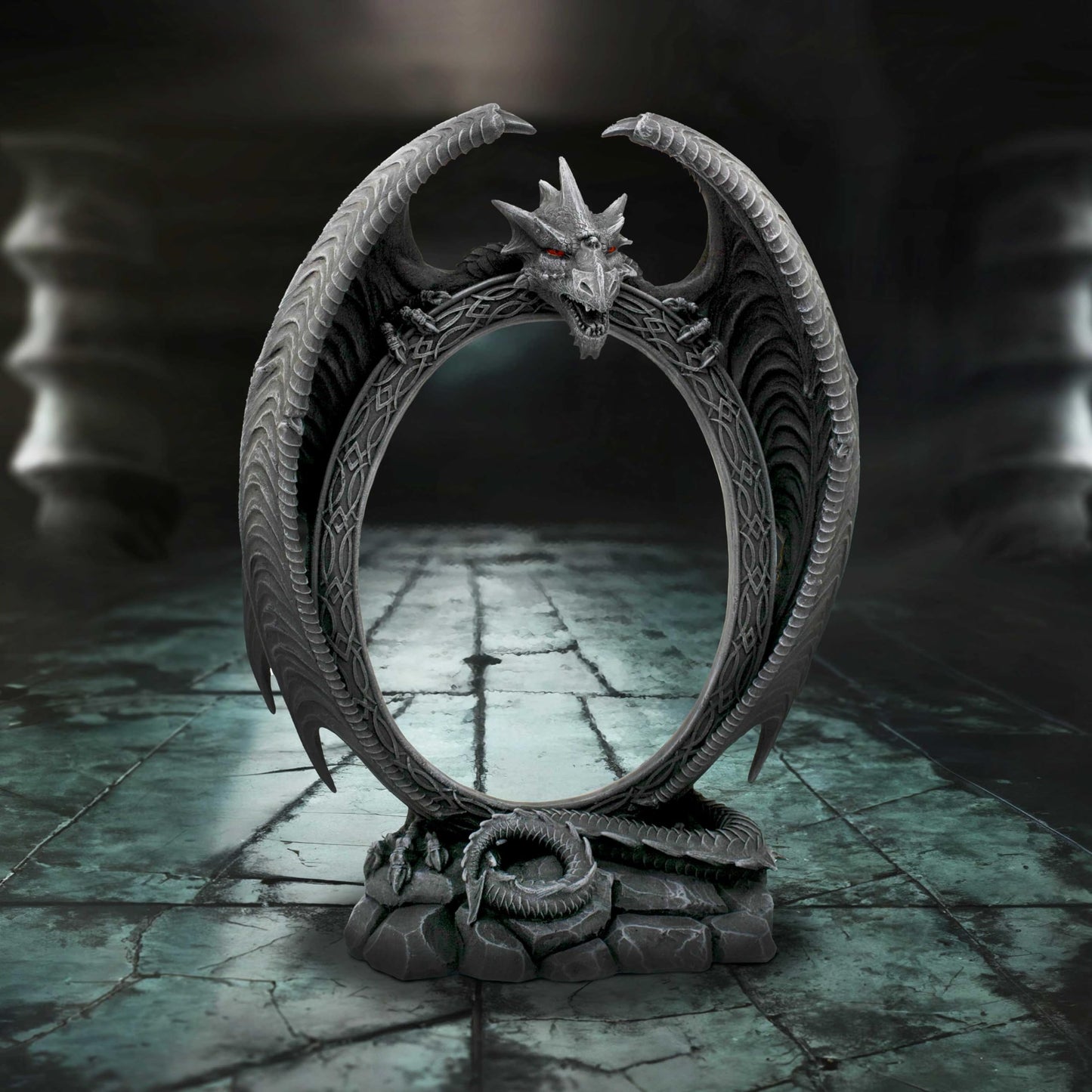 Scaled Reflection Dragon Mirror 29cm 5