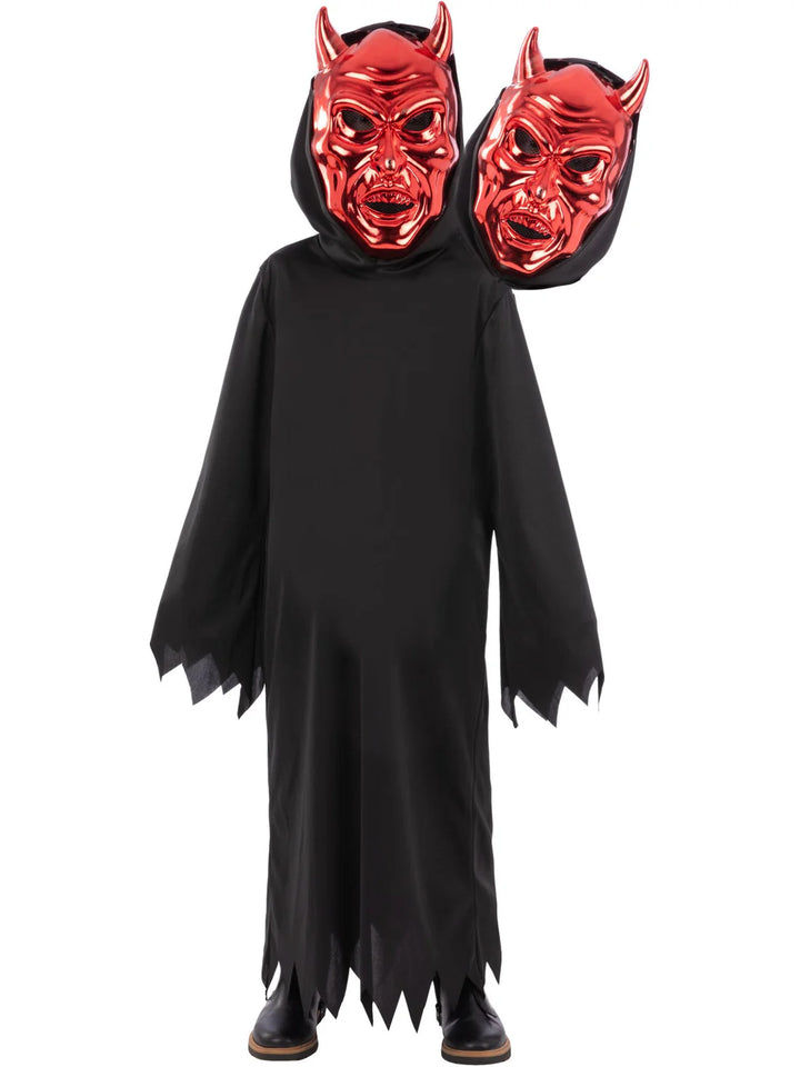 2 Headed Demon Reaper Costume Robe and Mask for Kids