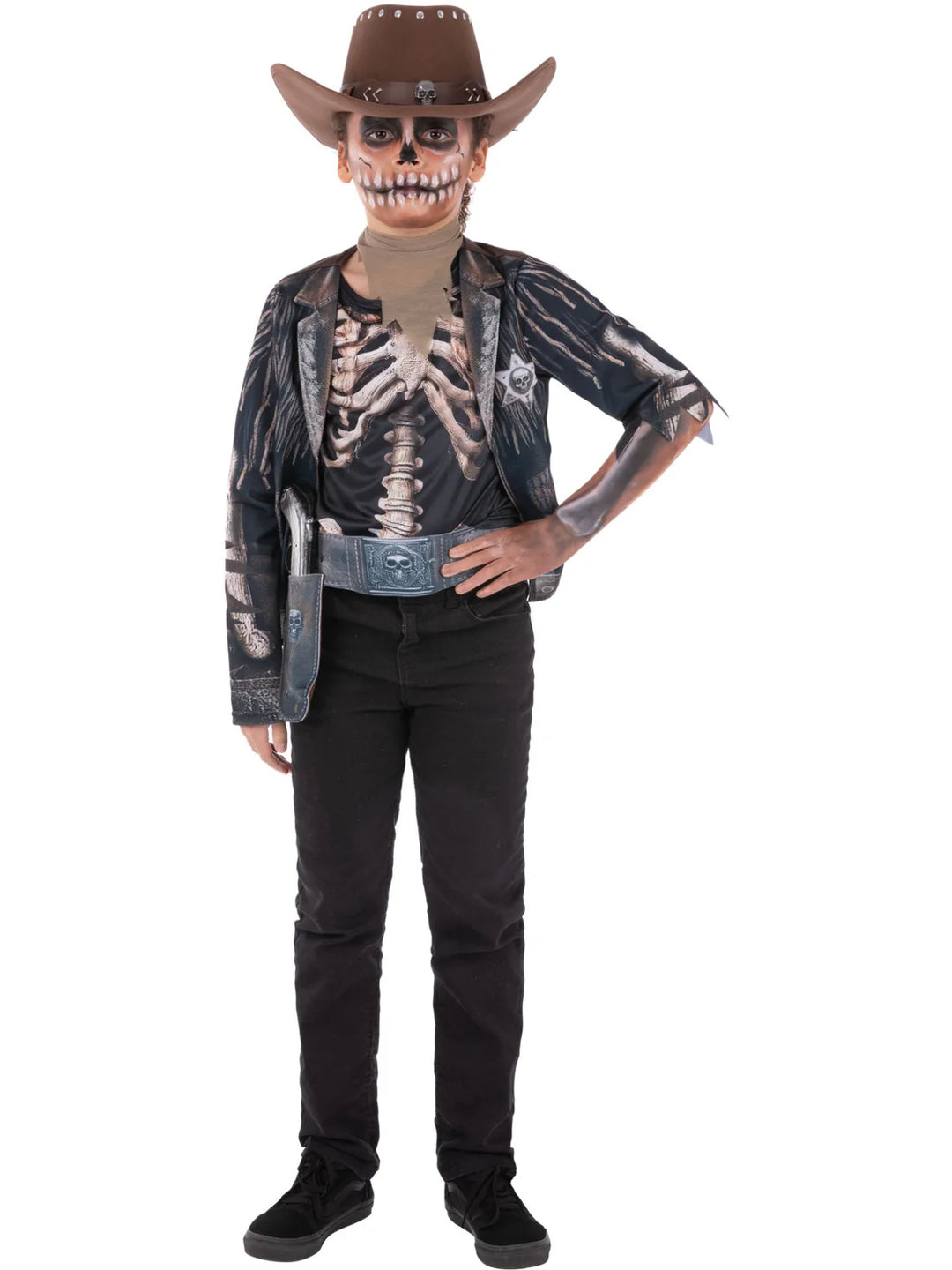 Skeleton Cowboy Costume Top Neckerchief and Holster Belt
