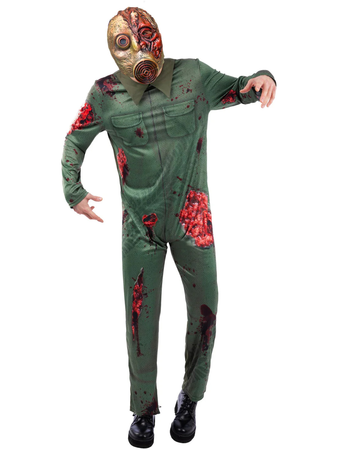 Revenge Killer Gas Mask Zombie Costume Jumpsuit