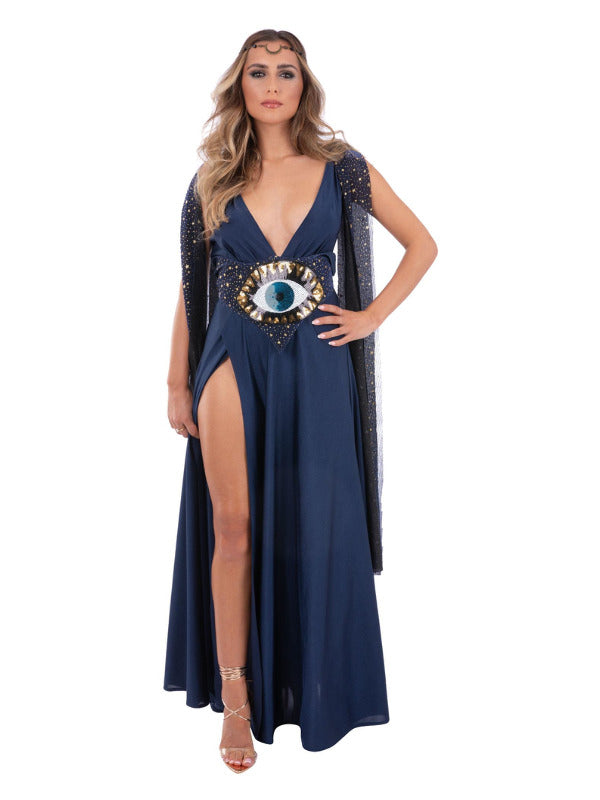 blue greek goddess dress Blue White Greek Goddess Chic Dress Halloween Costume