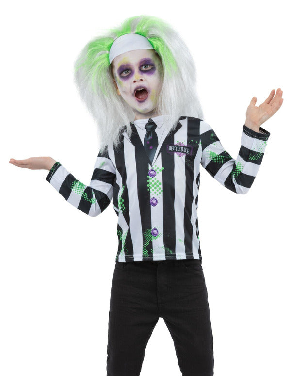Beetlejuice Costume Printed Top Mock Shirt Tie Jacket Boys