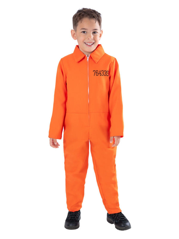 Escaped Prisoner Costume Boys Orange Boiler Suit Alcatraz