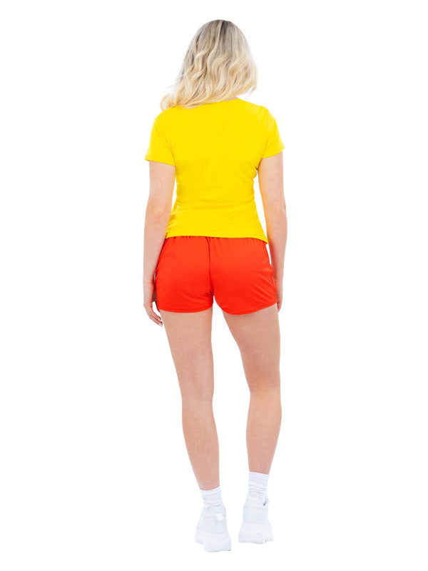 Lifeguard Beach Costume Ladies Yellow Lifeguard T-Shirt Red Baywatch Shorts