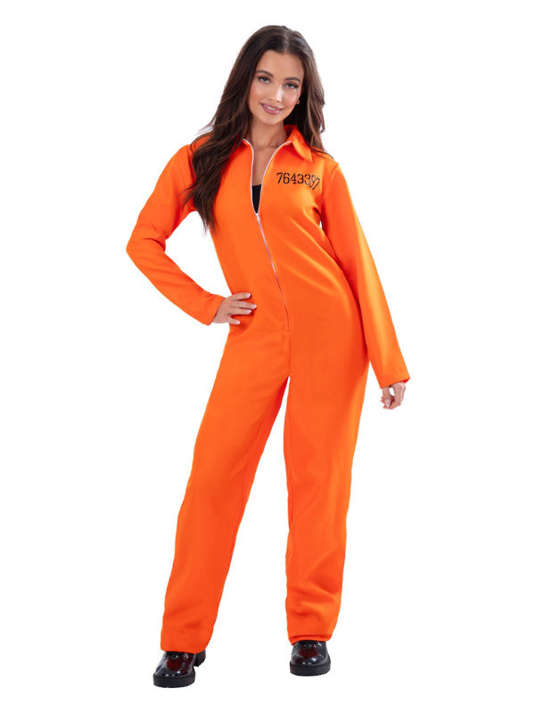 Escaped Prisoner Costume Orange Boiler Suit for Ladies