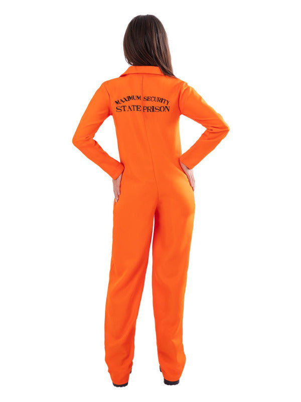 Escaped Prisoner Costume Orange Boiler Suit for Ladies