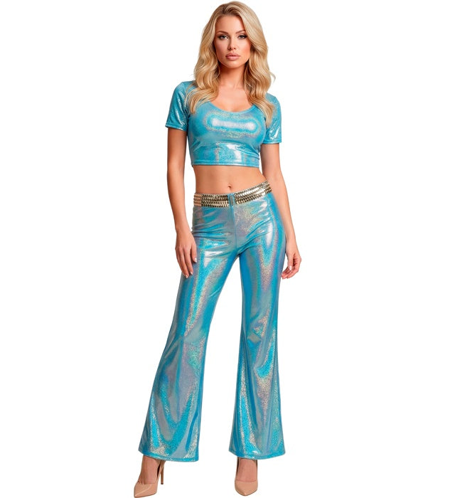 Blue Holographic Fabric Top