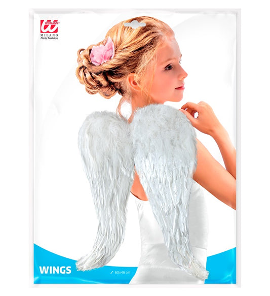 Bendable White Feather Wings 60X46 Cm