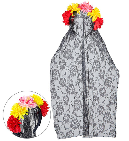 Dia De Los Muertos Veil With Flowers