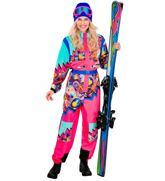 “Pink-Azure Ski Suit Overalls, Belt
