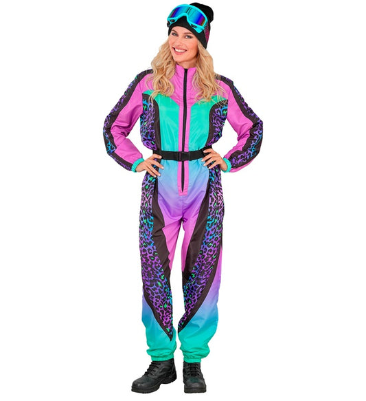 “Multicolor Animalier Leopard Ski Suit Overalls, Belt